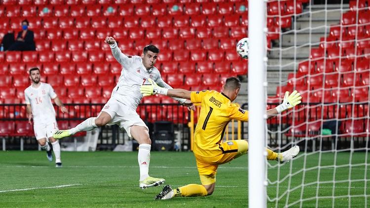 Gol Alvaro Morata di pertandingan Spanyol Vs Yunani di Kualifikasi Piala Dunia 2022.