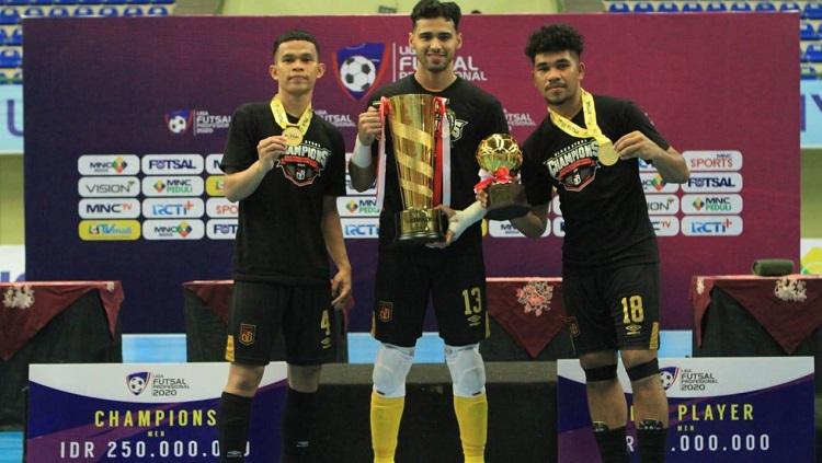 Black Steel Manokwari menjuarai Liga Futsal Profesional (LFP) 2020 usai mengalahkan SKN FC Kebumen dengan skor telak 6-2, Minggu (28/3/21).