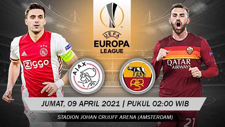 Pertandingan Ajax vs AS Roma (Liga Europa).