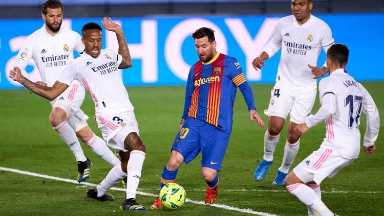 Pertandingan El Clasico antara Real Madrid vs Barcelona pada lanjutan pekan ke-30 LaLiga Spanyol 2020-2021. Copyright: Diego Souto/Quality Sport Images/Getty Images