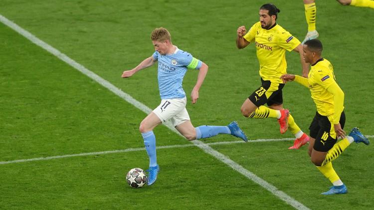 Aksi Kevin De Bruyne di laga Dortmund vs Man City Copyright: twitter.com/ChampionsLeague