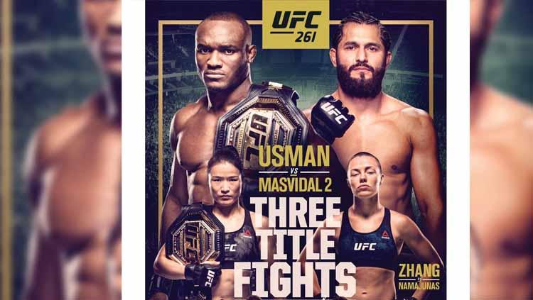 Perebutan tiga gelar juara termasuk duel antara Kamaru Usman vs Jorge Masvidal tersaji di UFC 261