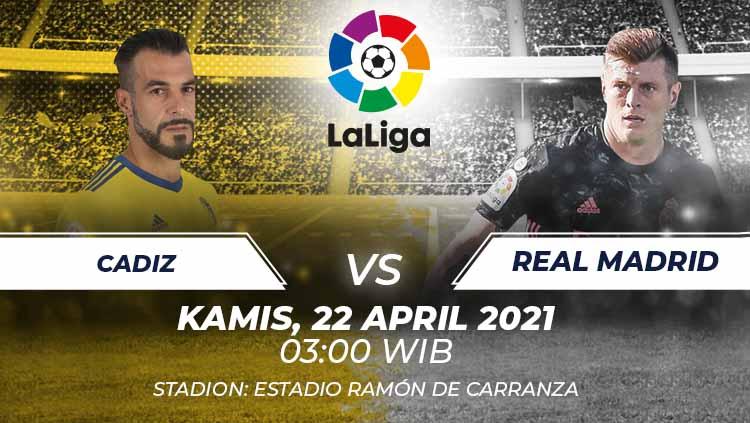 Berikut prediksi untuk pertandingan pekan ke-32 LaLiga Spanyol antara Cadiz vs Real Madrid, Kamis (22/04/21) pukul 03.00 WIB. - INDOSPORT