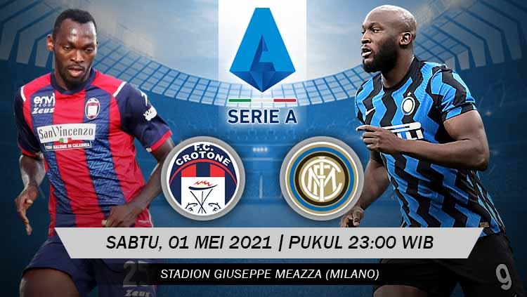 Berikut ini link live streaming pertandingan lanjutan Liga Italia antara Crotone vs Inter Milan pada Sabtu (01/05/21) malam WIB.