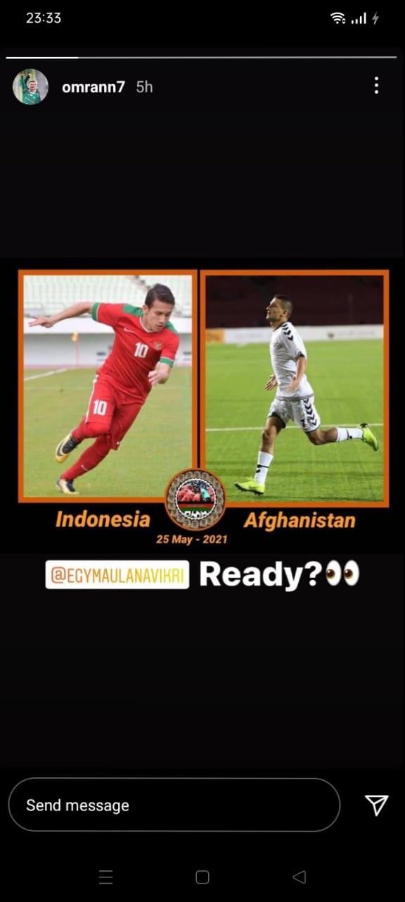 Jelang Timnas Indonesia vs Afghanistan, Omran Haydary Tebar Psywar ke Egy Maulana Vikri. Copyright: https://www.instagram.com/omrann7/