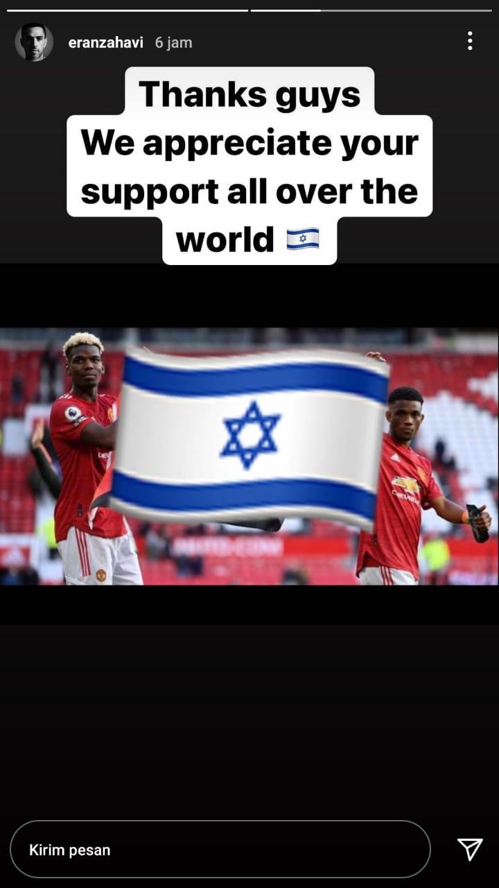 Eran Zahavi Ubah Bendera Palestina Jadi Israel yang Dibentangkan Pogba dan Amad Diallo Copyright: Instagram/@EranZahavi