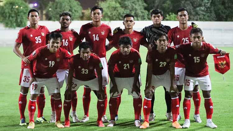 Starting eleven Timnas Indonesia saat laga uji coba menghadapi Afghanistan di Iranian Club Stadium, Dubai, Uni Emirat Arab (UEA), Selasa (25/05/21).