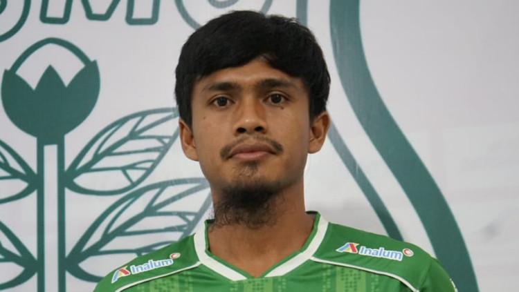 Wiganda Pradika saat resmi diperkenalkan PSMS Medan untuk musim 2021.