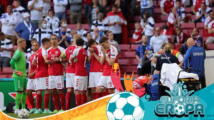 Cristian Eriksen tengah mendapat perawatan usai kolaps dalam laga Denmark vs Finlandia.