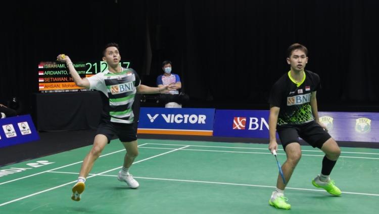 Reza Pahlevi Isfahani/Muhammad Rian Ardianto kalahkan Mohammad Ahsan/Hendra Setiawan.