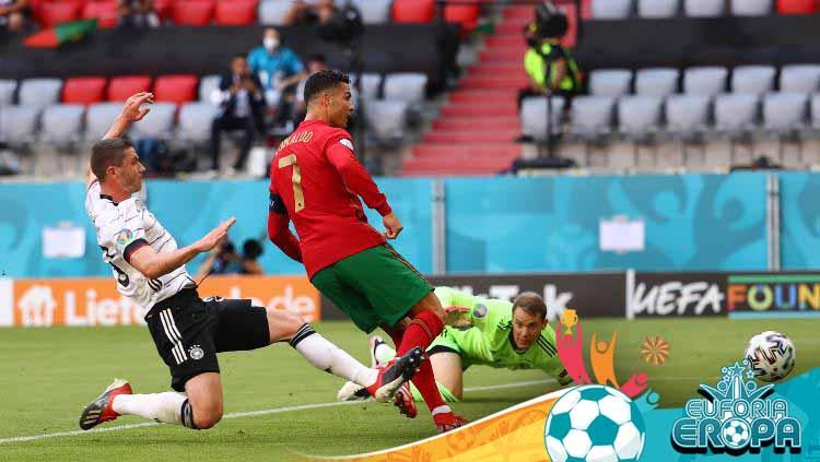 Proses gol Cristiano Ronaldo di laga Euro 2020 grup F antara Portugal vs Jerman.