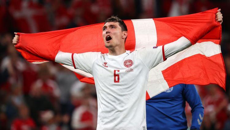 Andreas Christensen di laga Euro 2020 Rusia vs Denmark.