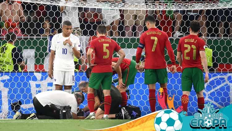 Momen pertandingan antara Portugal vs Prancis di Euro 2020.