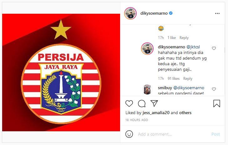 Diky Soemarno Sebut Klok Tolak Addendum Gaji Persija Copyright: Instagram.com/dikysoemarno