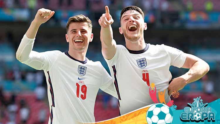 Mason Mount dan Declan Rice dari Timnas Inggris di Euro 2020.