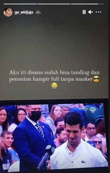 Gloria Emanuelle Widjaja iri lihat penonton Wimbledon bebas masker Copyright: instagram.com/stories/ge_widjaja