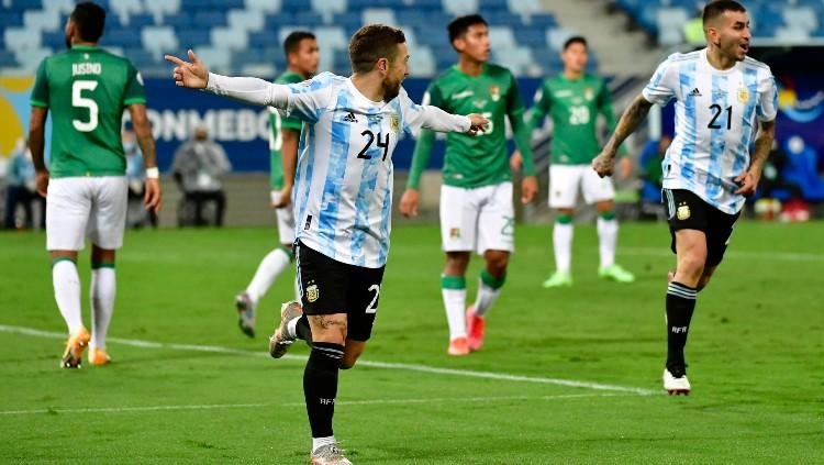 Selebrasi Alejandro 'Papu' Gomez di laga Copa America 2021 Bolivia vs Argentina (29/06/21).