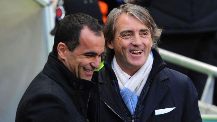 Roberto Martinez dan Roberto Mancini, dua pelatih yang akan bertemu di laga Euro 2020 Belgia vs Italia.