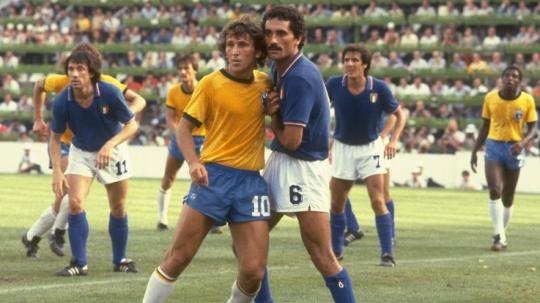 Pemandangan pertandingan Piala Dunia antara Italia versus Brasil, 5 Juli 1982.