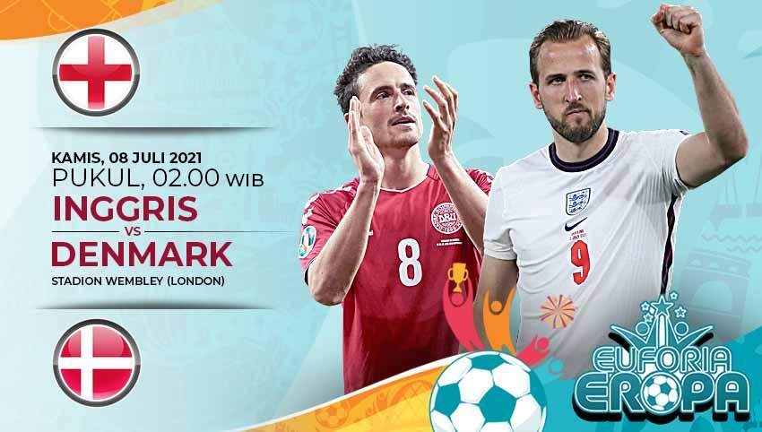 Semifinal Euro 2020 antara Inggris vs Denmark di Stadion Wembley pada, Kamis (08/07/21). - INDOSPORT
