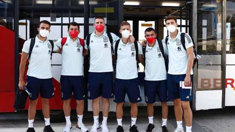 Timnas Spanyol tiba di Olimpiade Tokyo 2020.