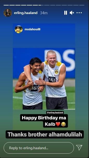 Erling Haaland balas ucapan selamat ulang tahun dari rekan setimnya. Copyright: instagram.com/erling.haaland