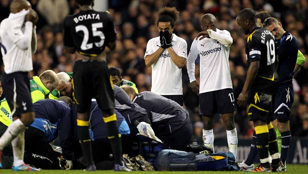 Suasana saat Fabrice Muamba kolaps di lapangan.