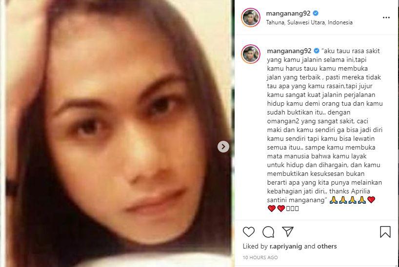 Curahan Hati Aprilia Manganang. Copyright: instagram.com/manganang92