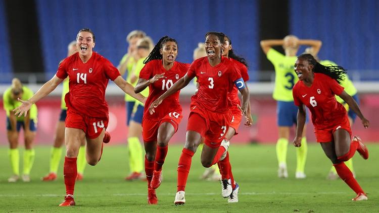 Kanada raih medali emas sepak bola putri Olimpiade Tokyo 2020 usai kalahkan Swedia di Partai Final. - INDOSPORT