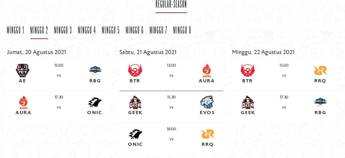 Jadwal MPL Season 8 Minggu ke-2 Copyright: id-mpl.com