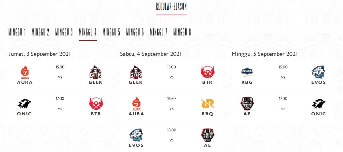 Jadwal MPL Season 8 Minggu ke-4 Copyright: id-mpl.com