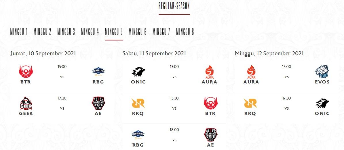 Jadwal MPL Season 8 Minggu ke-5 Copyright: id-mpl.com