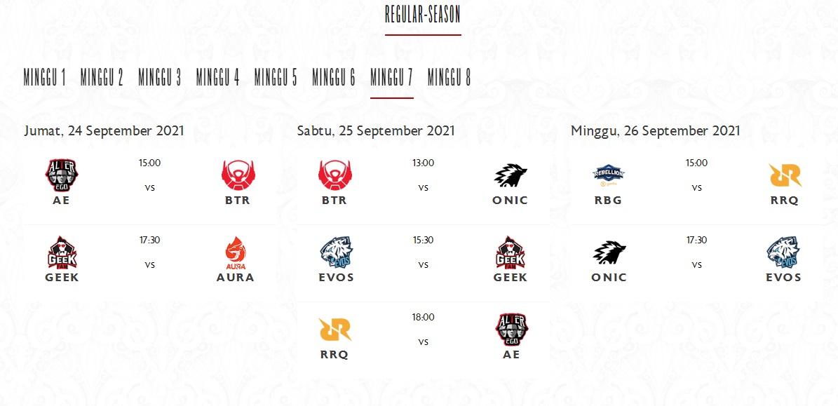 Jadwal MPL Season 8 Minggu ke-7 Copyright: id-mpl.com