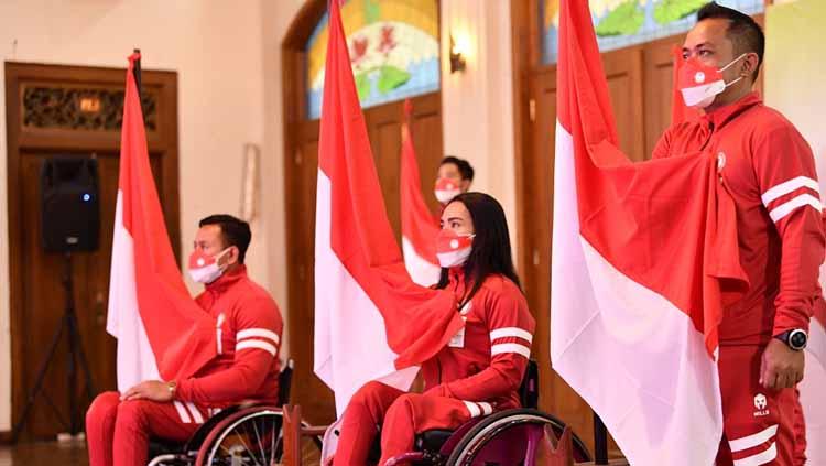 Suasana pelepasan kontingen Indonesia untuk Paralimpiade Tokyo 2020.