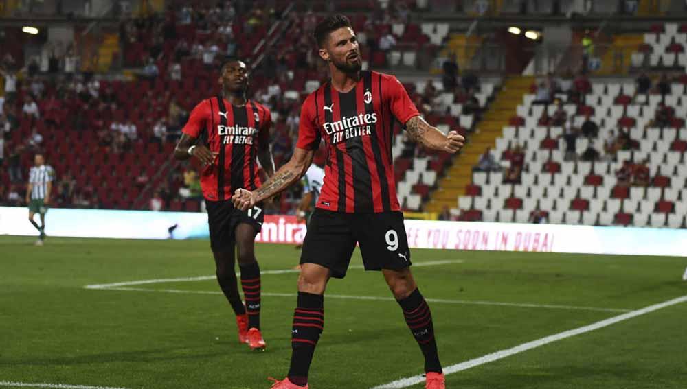 Olivier Giroud di laga AC Milan vs Panathinaikos.