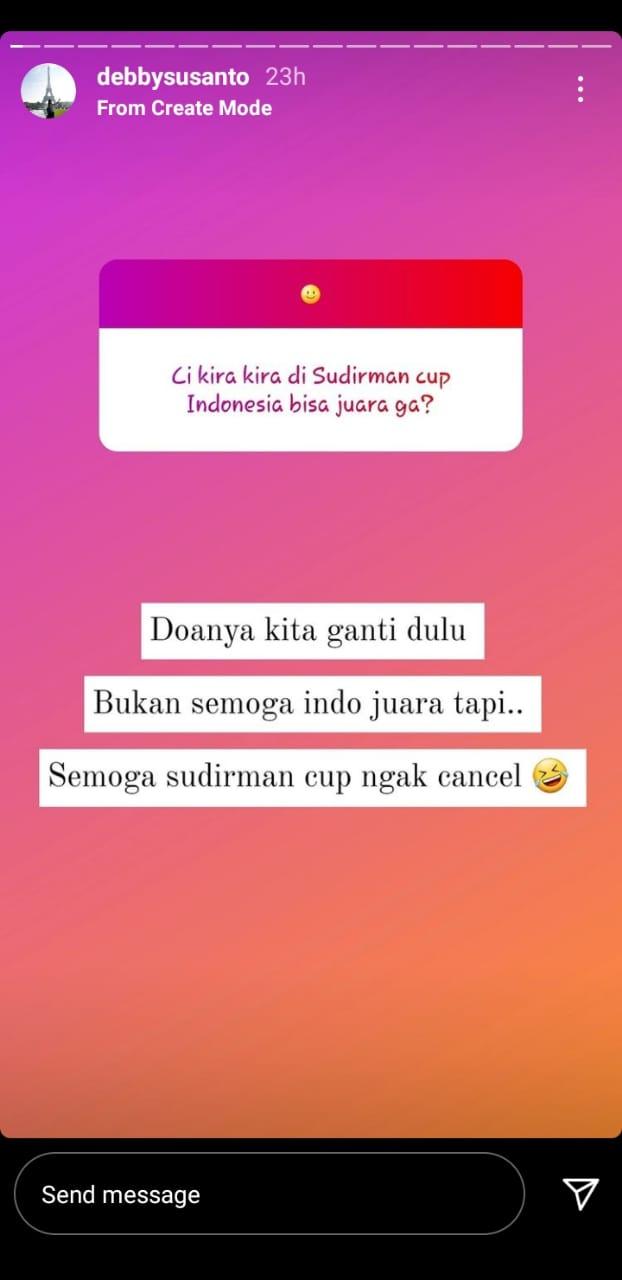 Indonesia Fokus ke Piala Sudirman, Debby Susanto Ungkap Prediksi Tak Terduga Copyright: Instagram/debbysusanto