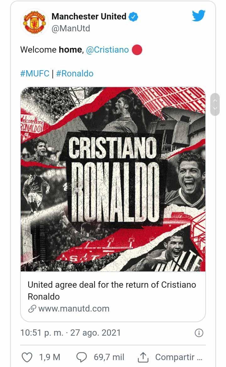 Man United umumkan resmi Ronaldo come back Copyright: manunited
