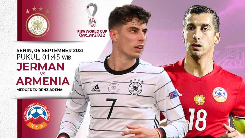 Berikut link live streaming pertandingan Kualifikasi Piala Dunia 2022 antara Jerman vs Armenia yang akan digelar hari ini, Senin (06/09/21) pukul 01.45 WIB.