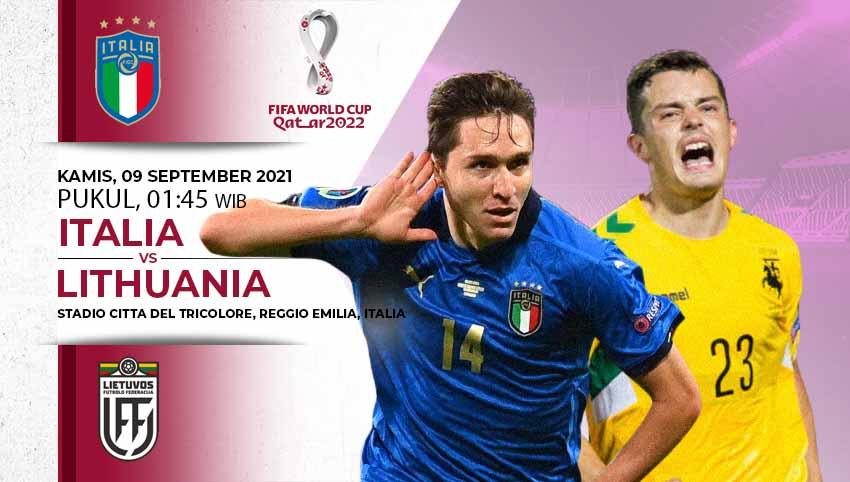 Berikut link live streaming pertandingan kualifikasi Piala Dunia 2022 yang mempertemukan Italia vs Lithuania.