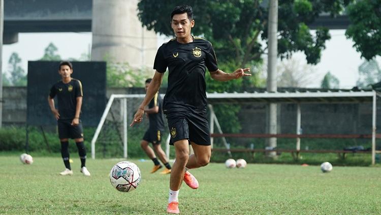 Pemain PSIS Semarang, Septian David Maulana, saat melakukan latihan finishing jelang lawan Persiraja.