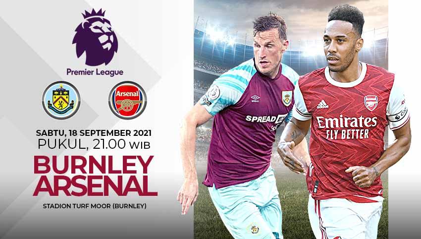 Pertandingan antara Burnley FC vs Arsenal (Liga Inggris).