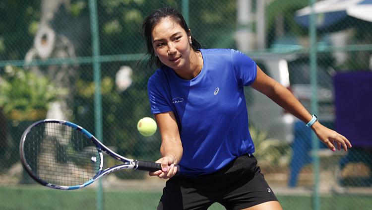 Aldila Sutjiadi berpasangan dengan legenda tenis India di US Open 2023. Foto: Herry Ibrahim/INDOSPORT.
