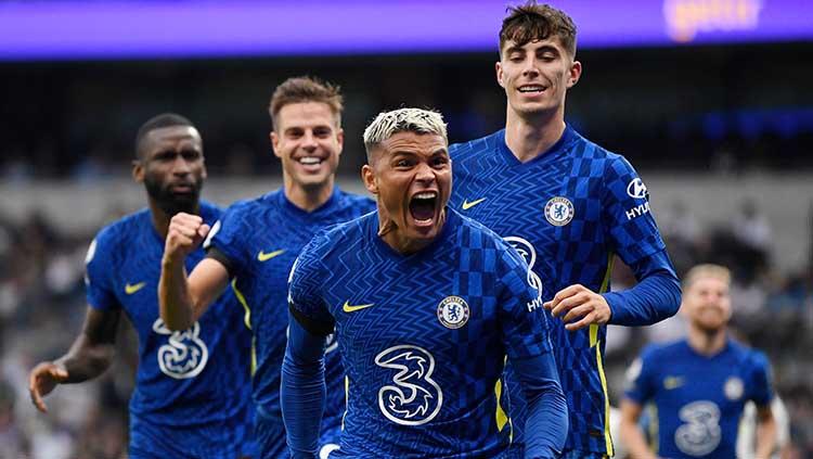 Selebrasi gol Thiago Silva di laga Tottenham Hotspur vs Chelsea. - INDOSPORT