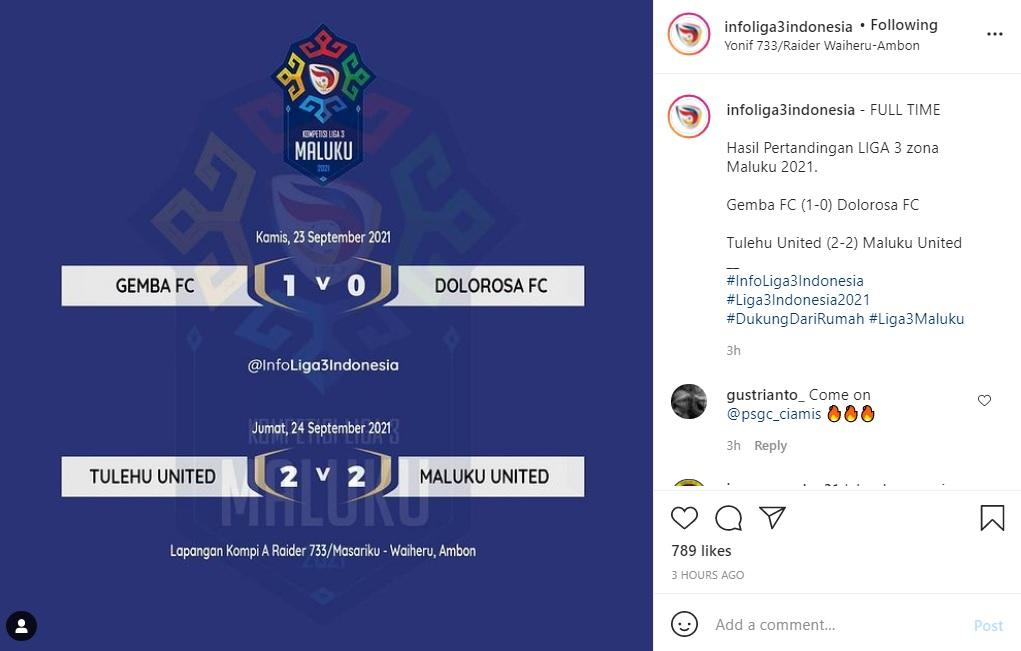 Liga 3 Maluku Copyright: Instagram