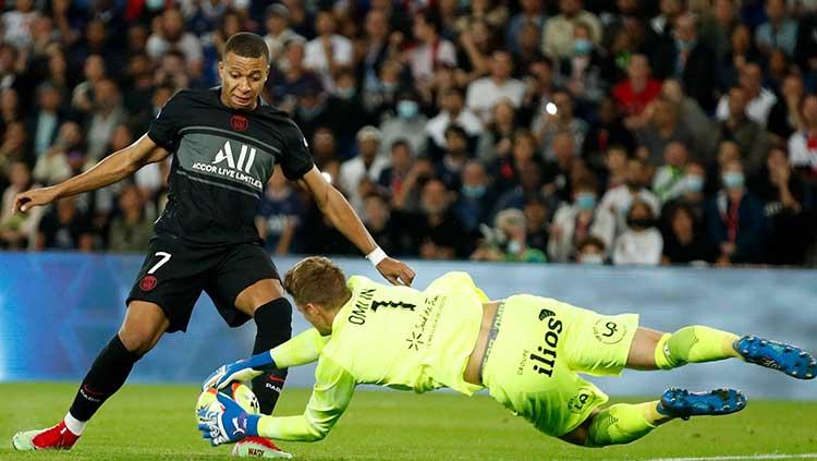 Aksi Kylian Mbappe di laga PSG vs Montpellier dalam lanjutan Ligue 1 Prancis.