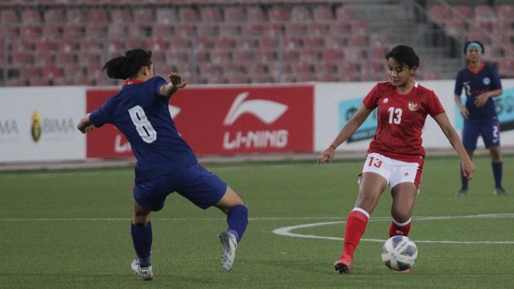 Pertandingan Kualifikasi Piala Asia 2022 antara timnas Indonesia putri versus Singapura, Senin (27/9/21). Copyright: PSSI