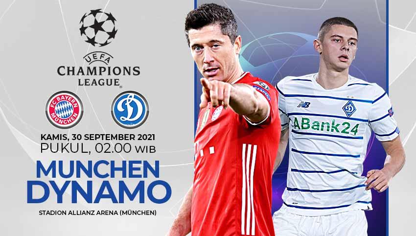 Berikut link live streaming pertandingan kedua di Grup E Liga Champions Eropa musim 2021-2022 antara Bayern Munchen vs Dynamo Kiev.