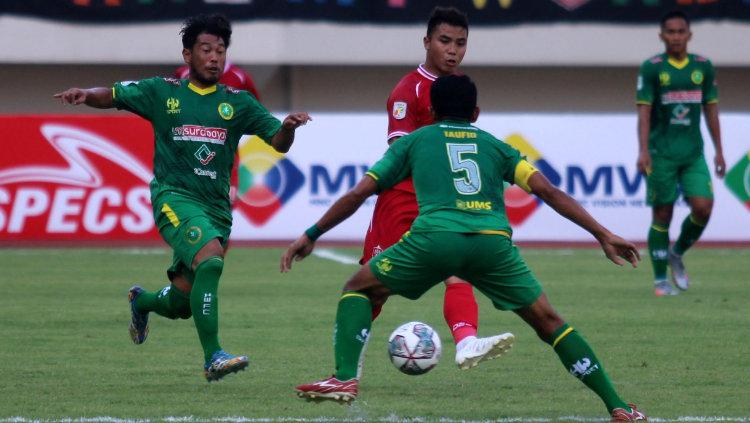 Laga Liga 2 antara Persijap Jepara vs Hizbul Wathan Football Club (HWFC) di Stadion Manahan, Senin (27/09/21).