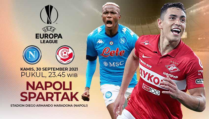 Berikut link live streaming Liga Europa 2021-2022 yang memasuki matchday kedua antara Napoli vs Spartak Moscow pada Kamis (30/09/21) pukul 23:30 WIB.