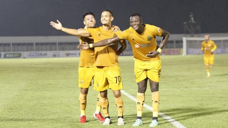 Selebrasi Renan Silva di laga Liga 1 Bhayangkara FC vs Persik Kediri - INDOSPORT